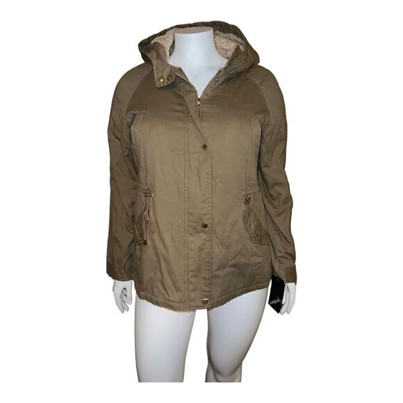 Collection B Juniors Faux-Fur-Lined White Pepper Hooded Anorak Jacket Sz XXL NWT - Picture 2 of 10
